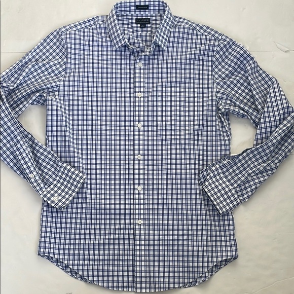 J. Crew Flex Thompson Flex Wrinkle Free Blue and White Shirt Large - Picture 1 of 17